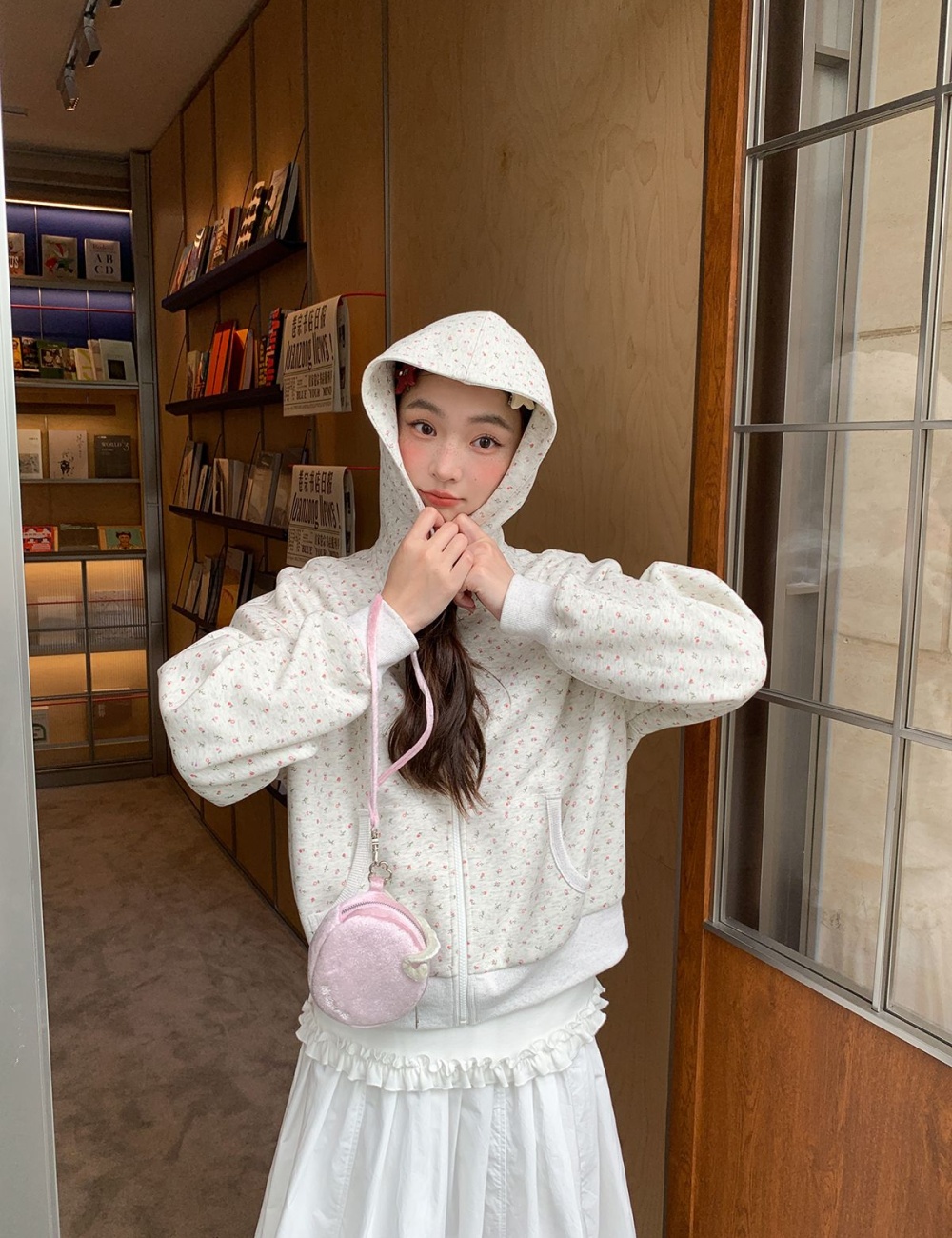 Slim floral tops autumn Casual hoodie for women