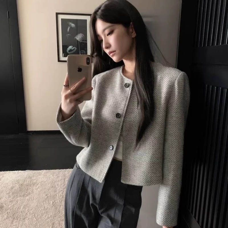 Ladies short stripe coat chanelstyle retro tops for women