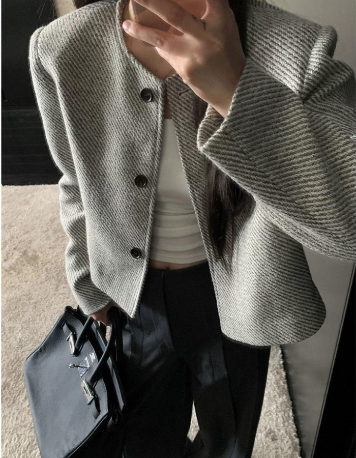 Ladies short stripe coat chanelstyle retro tops for women