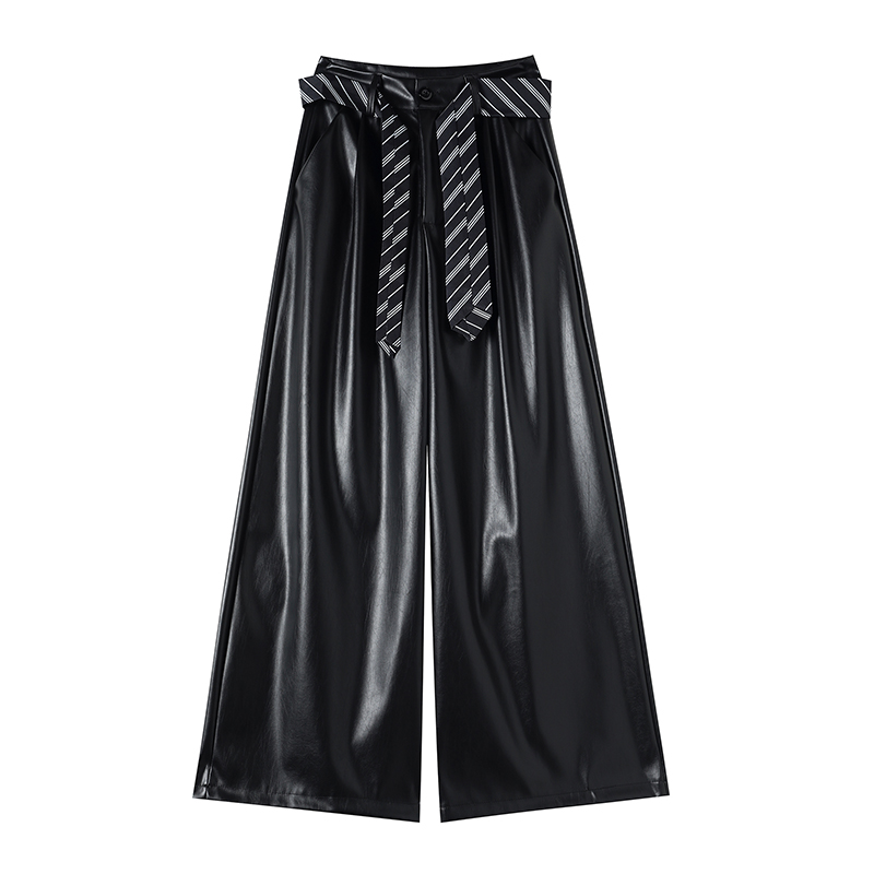 Autumn and winter wide leg leather pants for women