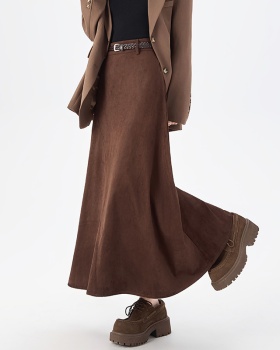 Long autumn and winter skirt leather cashmere belt