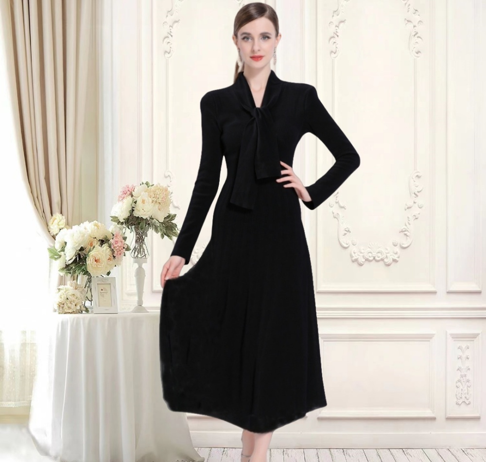 Knitted autumn and winter dress big skirt sweater