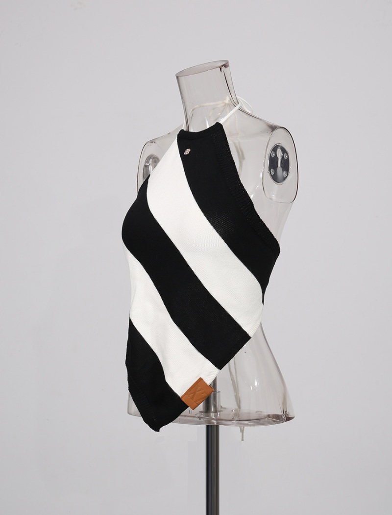 Printing stripe personality tops temperament fashion vest
