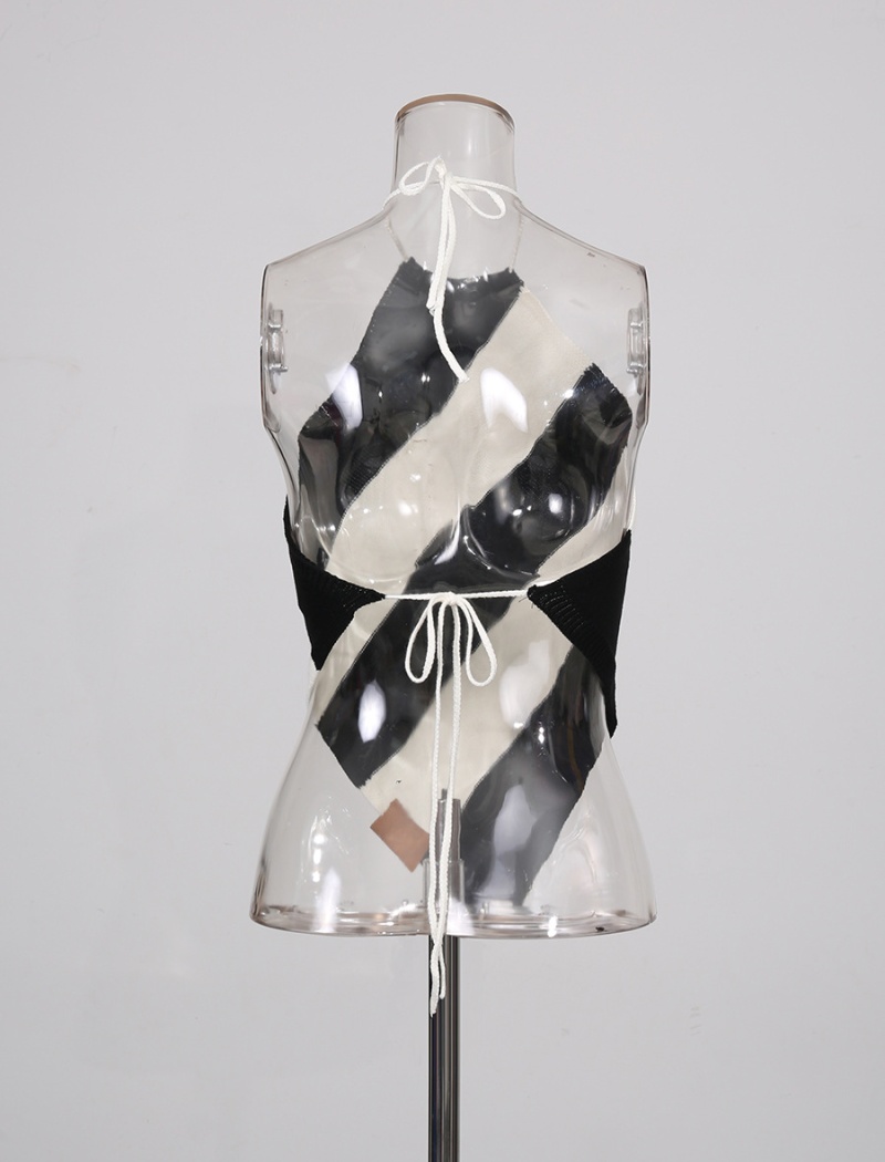 Printing stripe personality tops temperament fashion vest