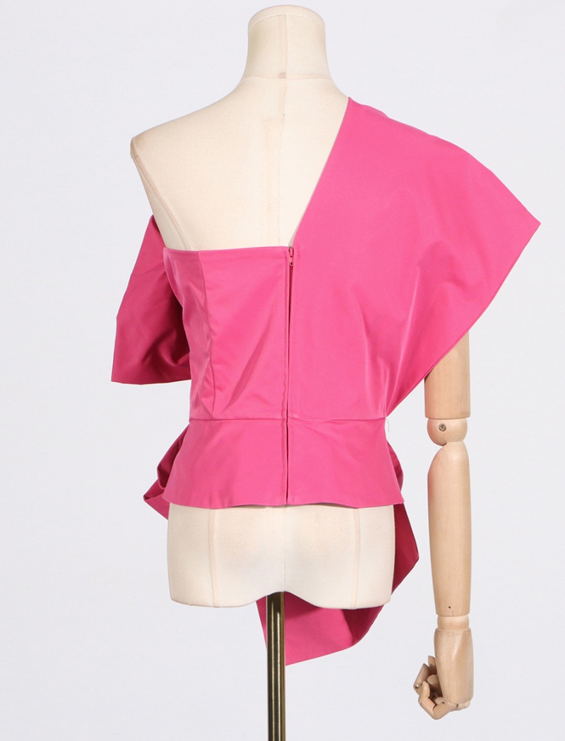 Temperament splice summer asymmetry collar tops