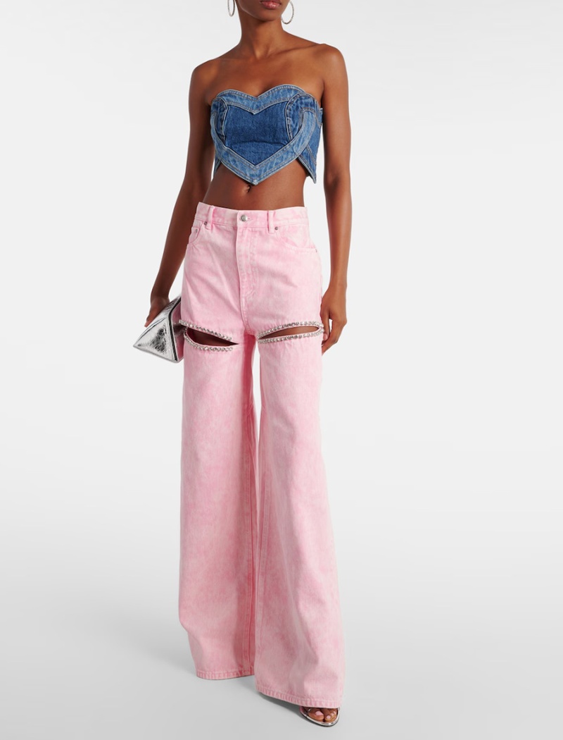 Fashion high waist long pants straight jeans for women