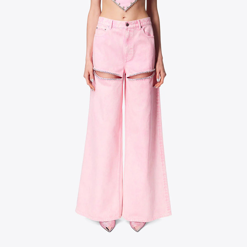 Fashion high waist long pants straight jeans for women