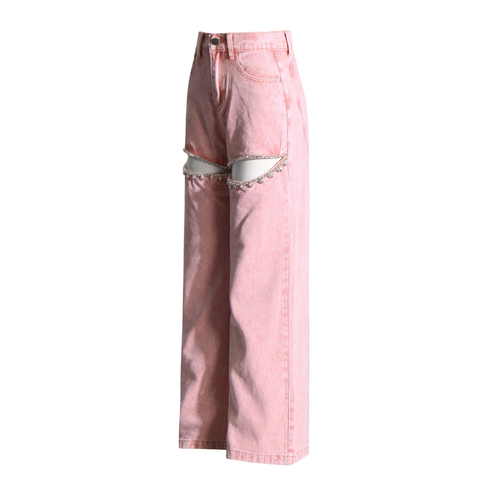 Fashion high waist long pants straight jeans for women