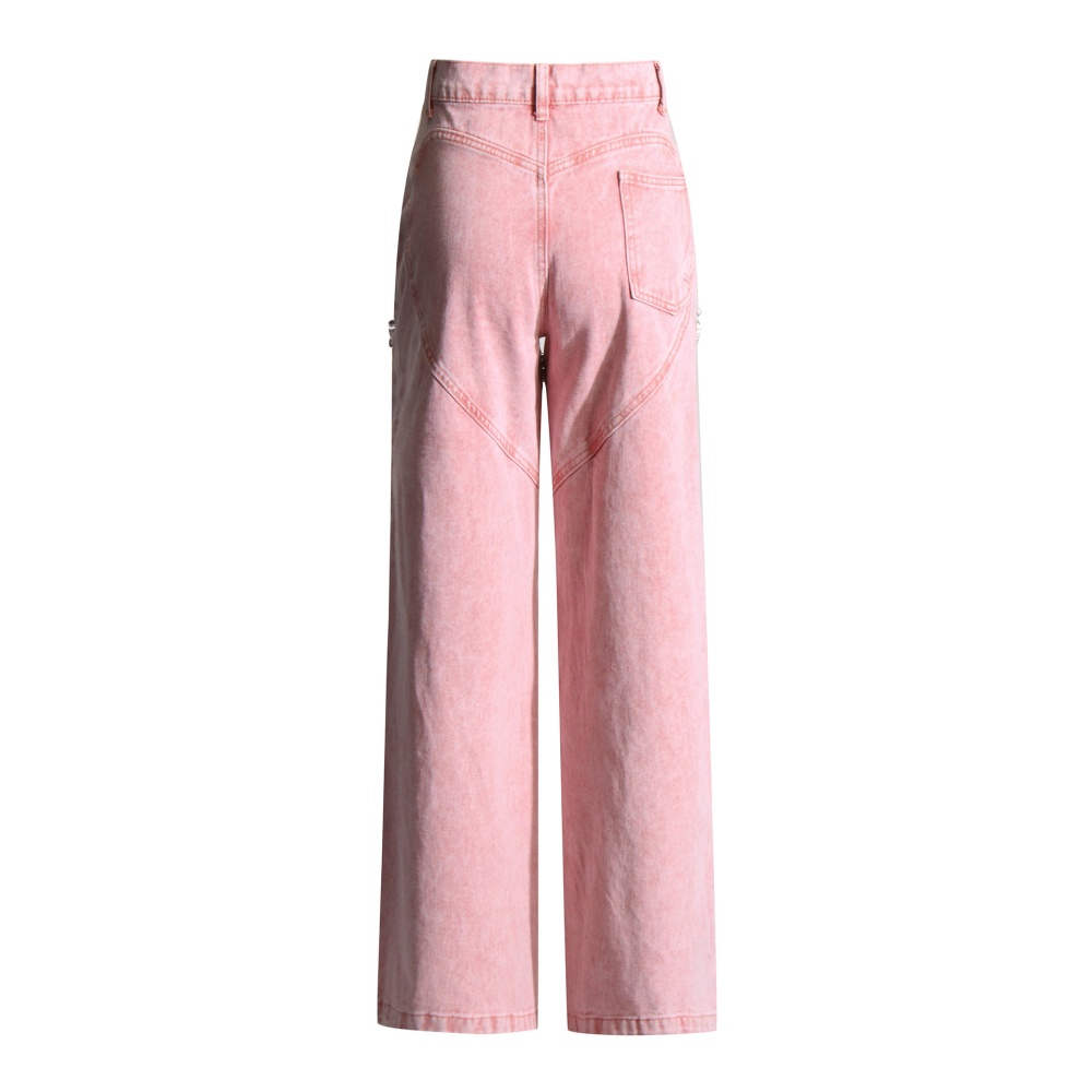 Fashion high waist long pants straight jeans for women