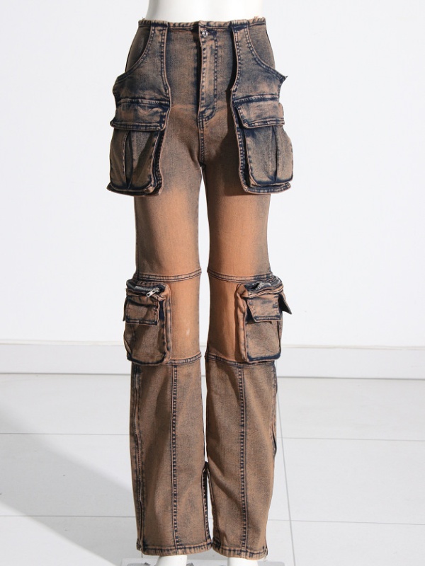 Splice pocket long pants fashion work clothing for women