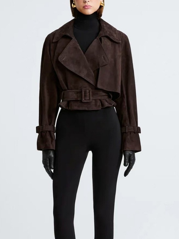Short slim retro lapel autumn coat for women