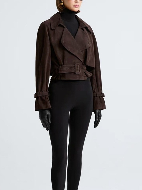 Short slim retro lapel autumn coat for women