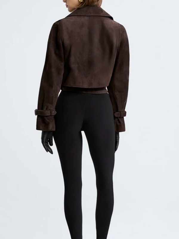 Short slim retro lapel autumn coat for women
