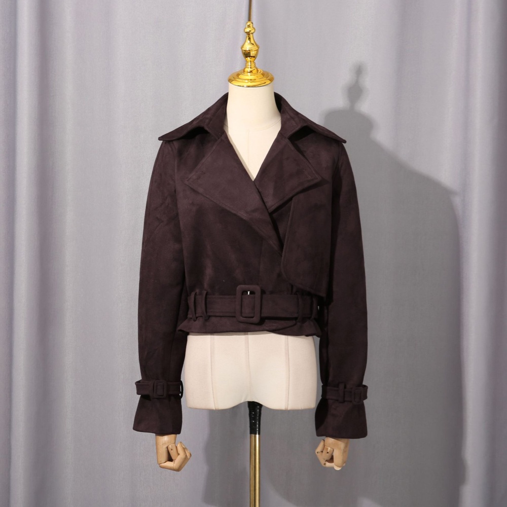 Short slim retro lapel autumn coat for women