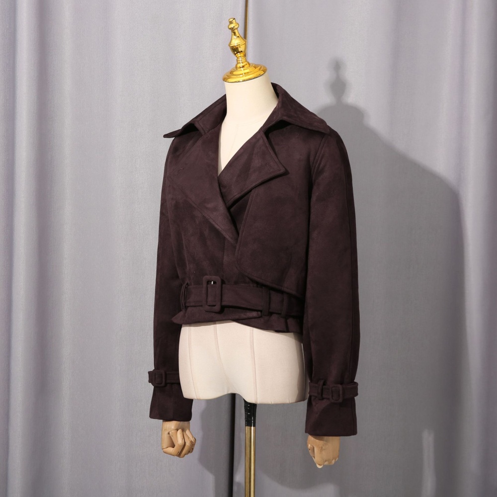 Short slim retro lapel autumn coat for women