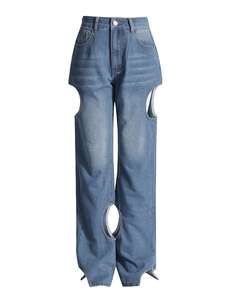 Fashion summer holes hollow straight pants jeans