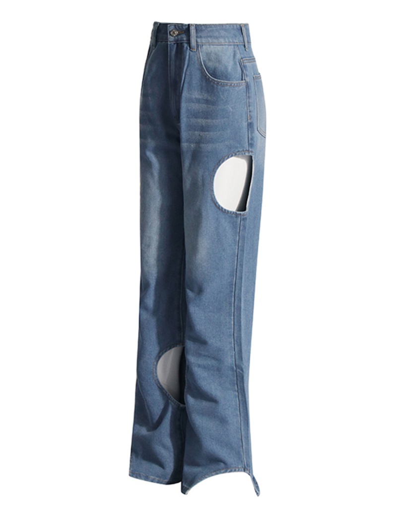 Fashion summer holes hollow straight pants jeans