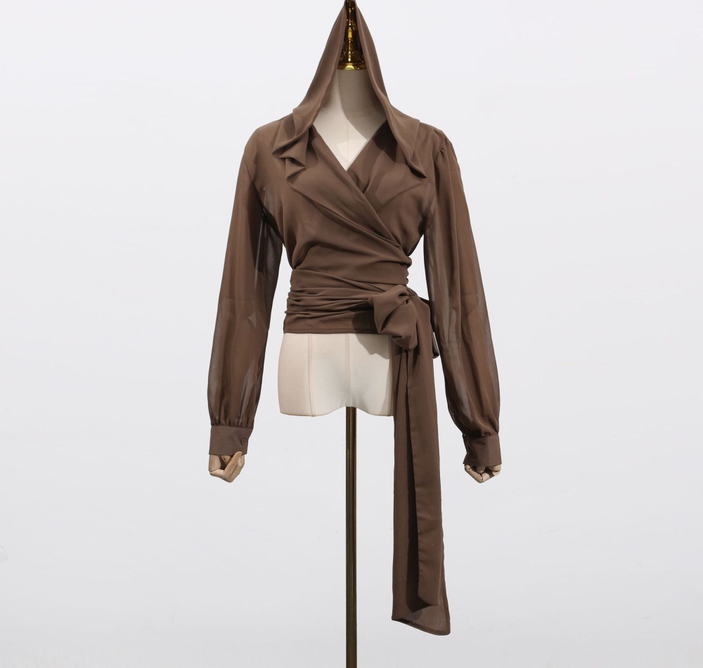 Cozy Casual tops hooded pinched waist shirt for women