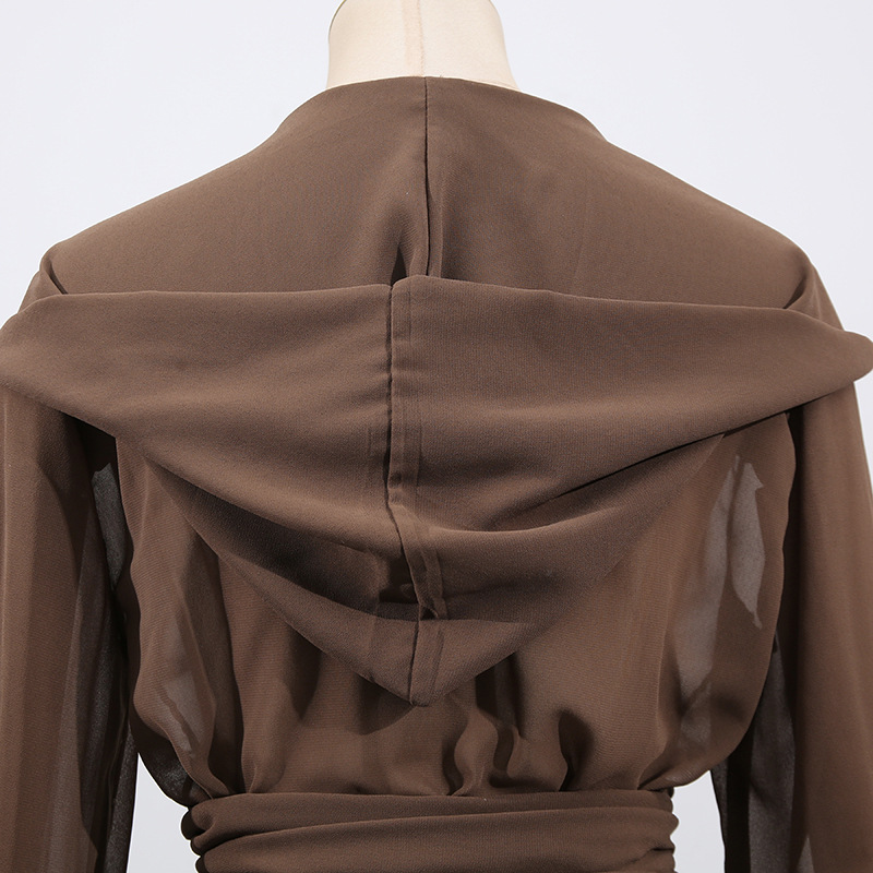 Cozy Casual tops hooded pinched waist shirt for women