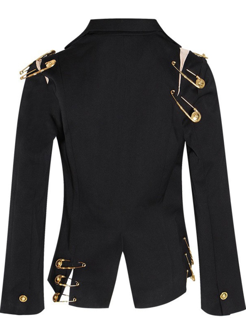 Big pin decoration gauze business suit fashion coat