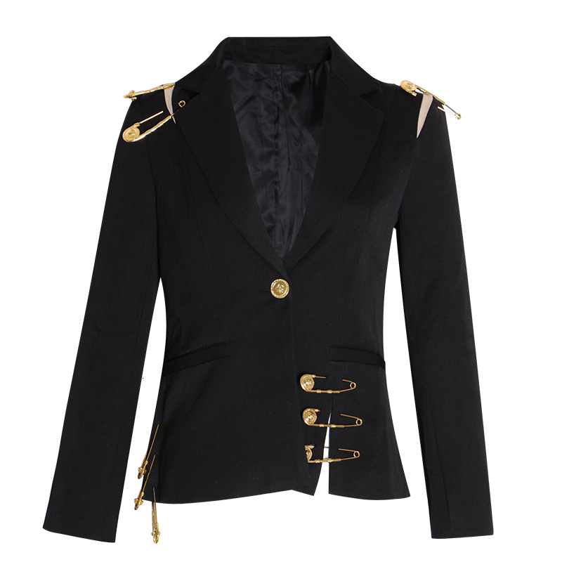 Big pin decoration gauze business suit fashion coat