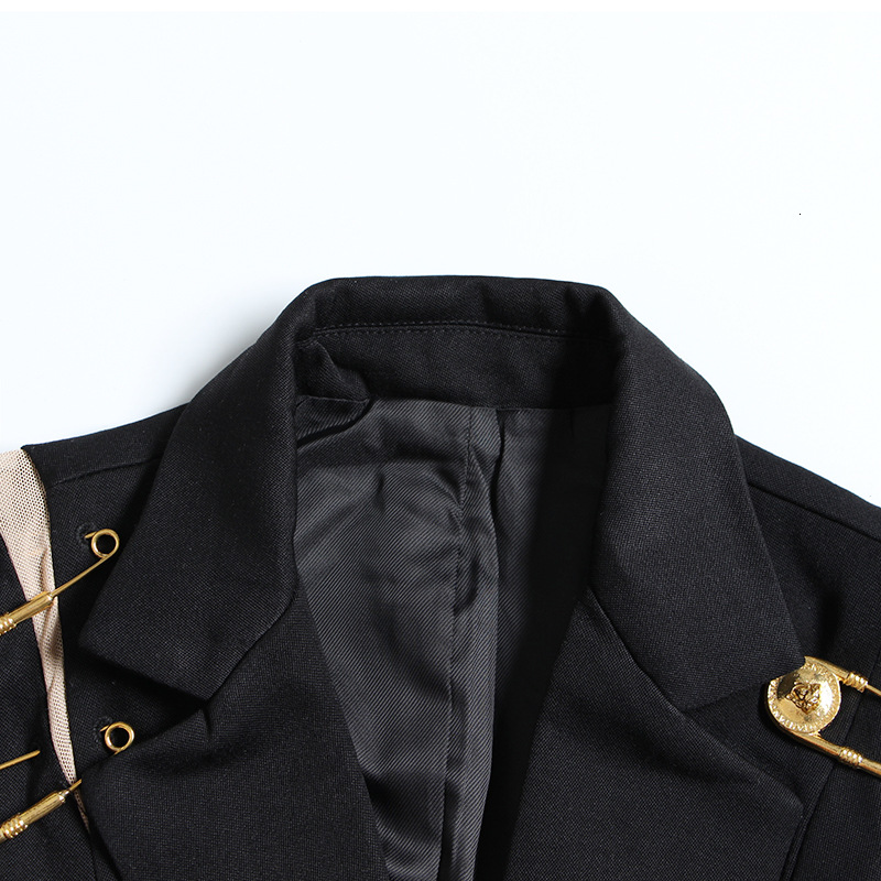 Big pin decoration gauze business suit fashion coat