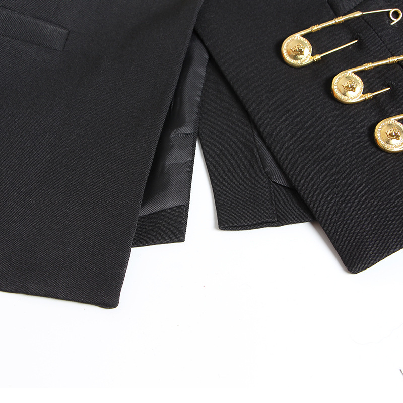 Big pin decoration gauze business suit fashion coat