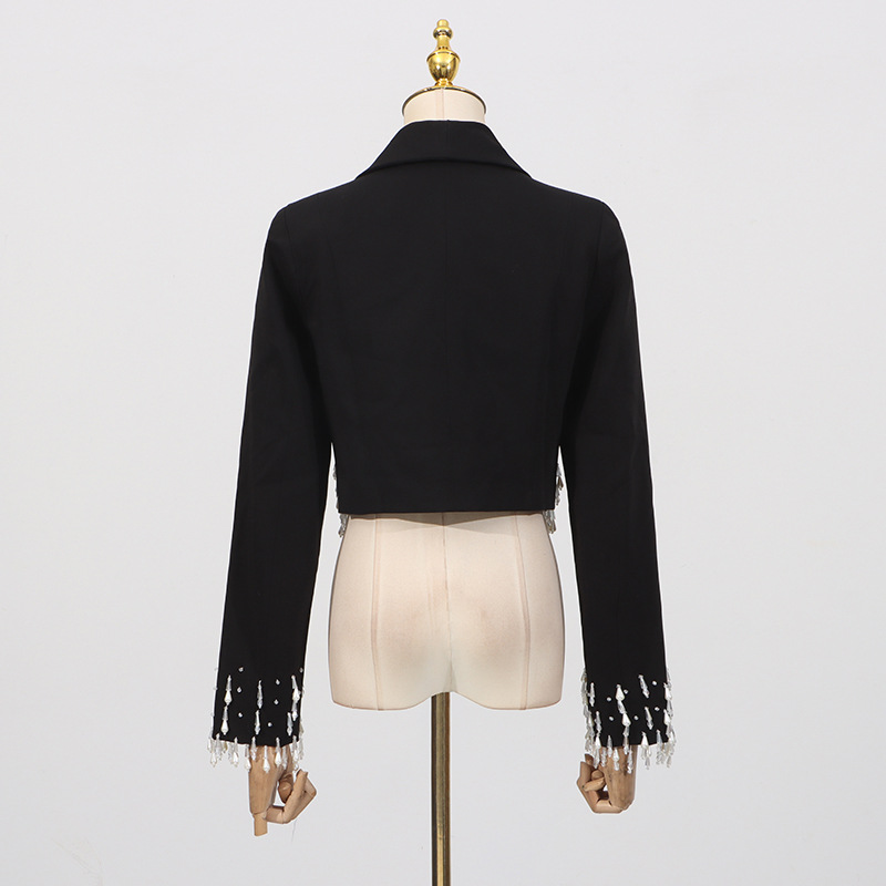 Rhinestone business suit long sleeve coat for women