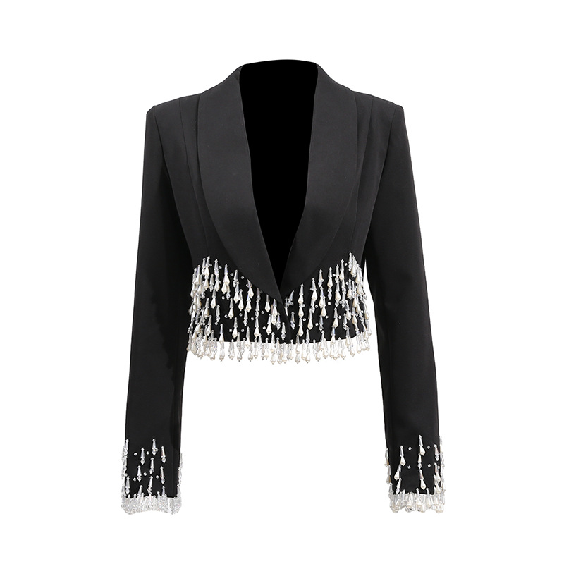 Rhinestone business suit long sleeve coat for women