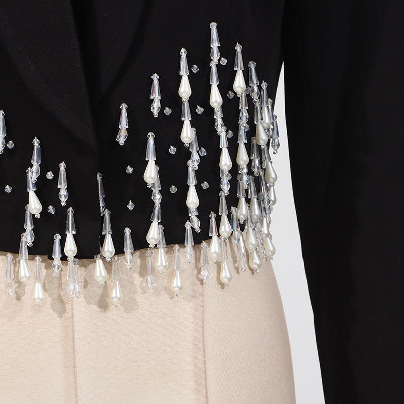 Rhinestone business suit long sleeve coat for women