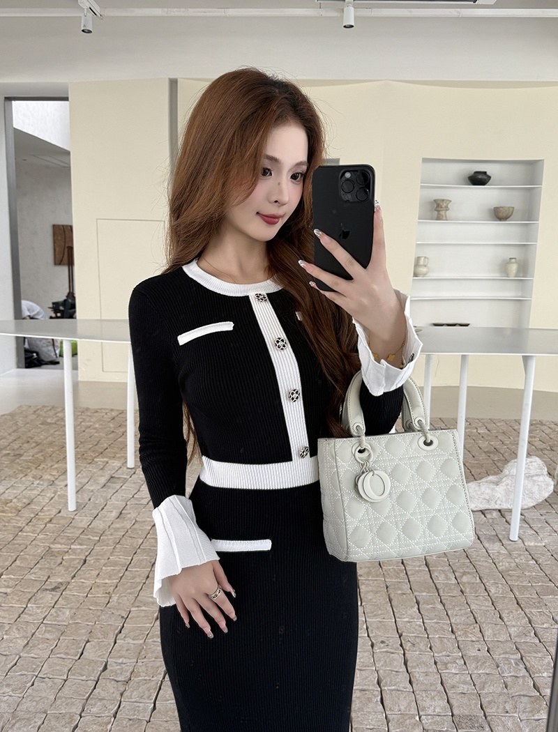 Chanelstyle knitted sweater inside the ride dress