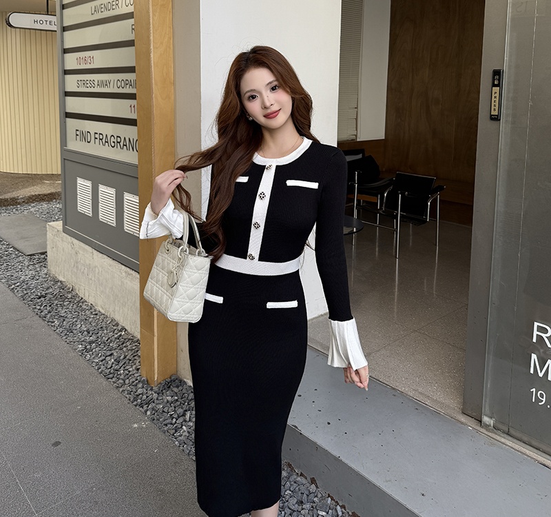Chanelstyle knitted sweater inside the ride dress