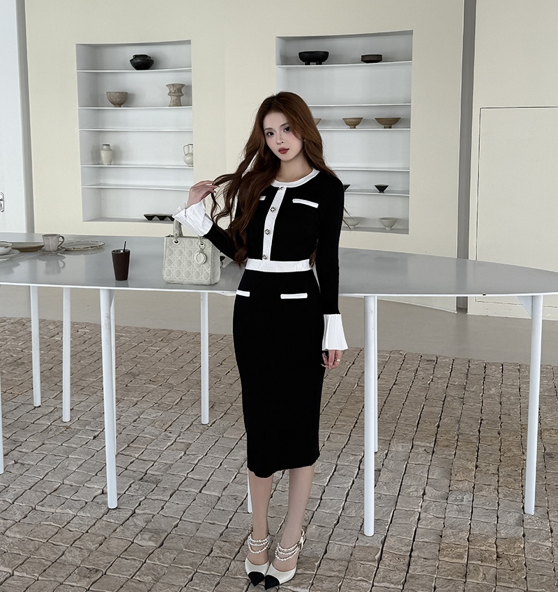 Chanelstyle knitted sweater inside the ride dress