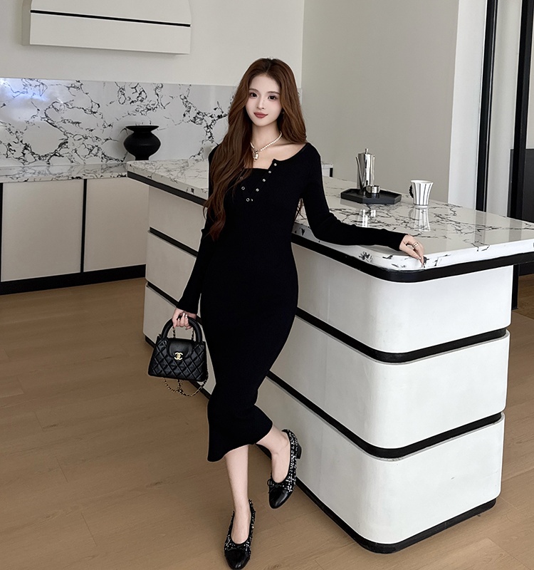 Bottoming Korean style dress slim long dress for women