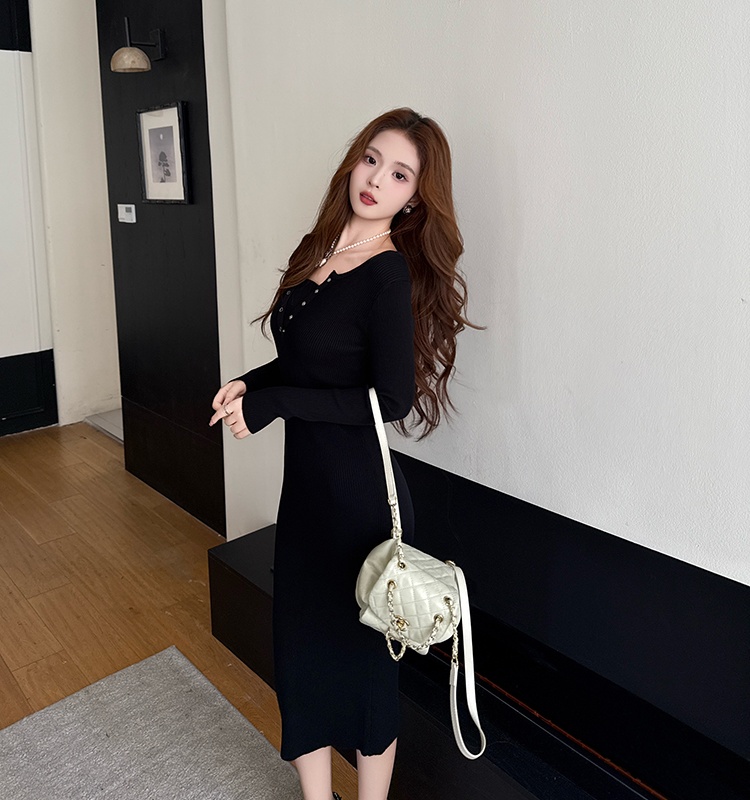 Bottoming Korean style dress slim long dress for women