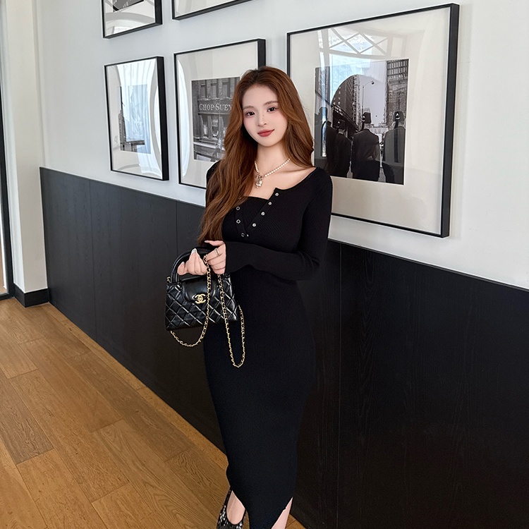 Bottoming Korean style dress slim long dress for women