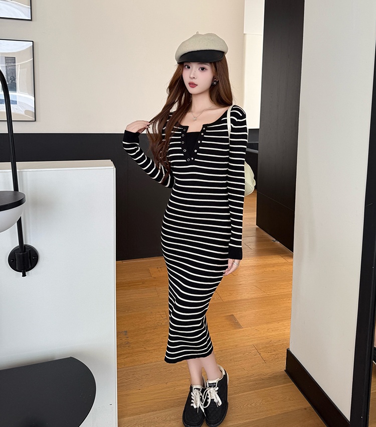 Bottoming Korean style dress slim long dress for women