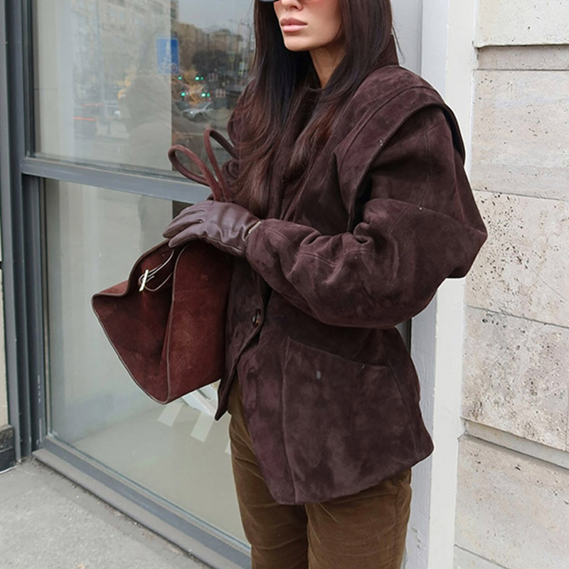 Pinched waist temperament Casual autumn pure coat