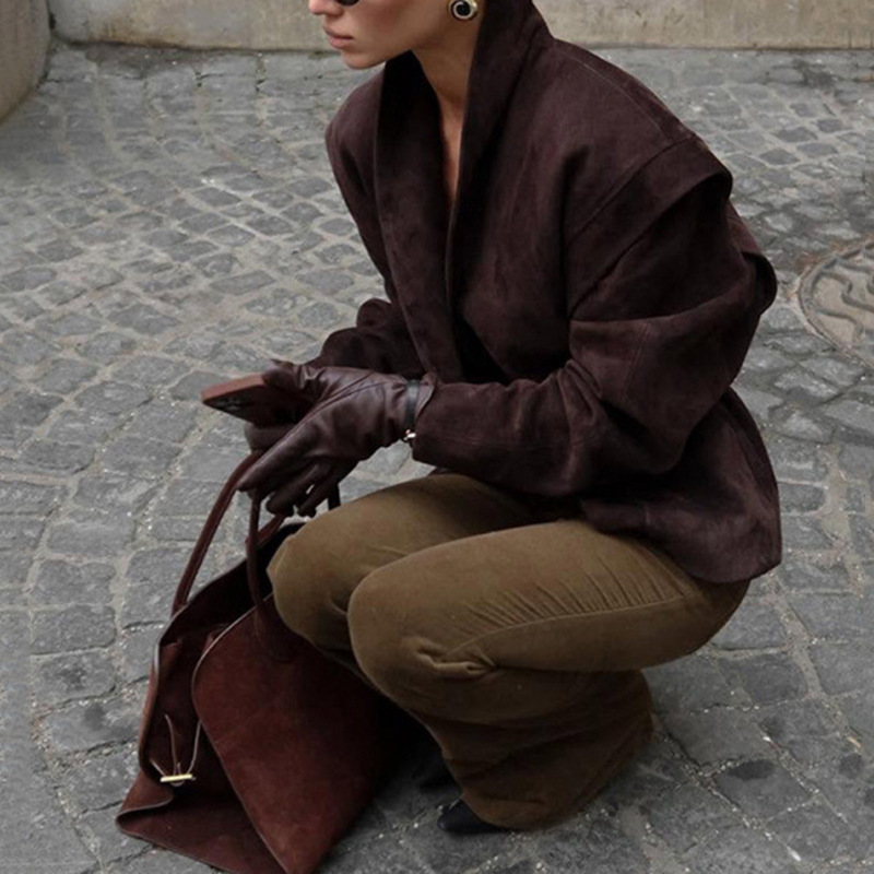Pinched waist temperament Casual autumn pure coat