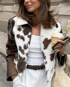 European style niche short mixed colors coat for women