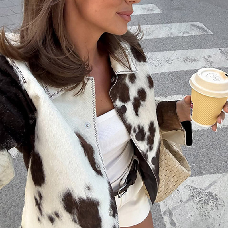 European style niche short mixed colors coat for women