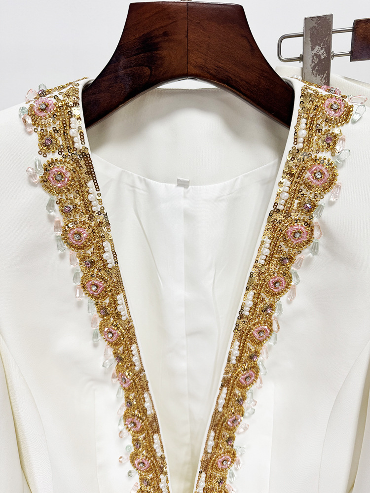 Beading sequins coat European style fashion jacket 2pcs set