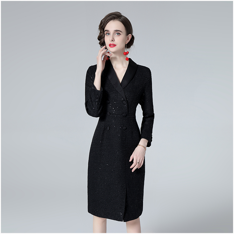 Retro temperament dress chanelstyle ladies Woolen dress