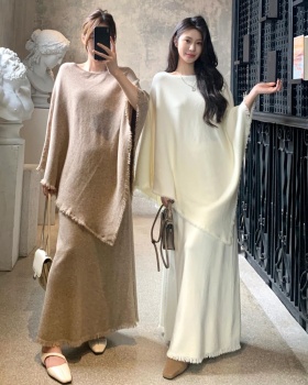 Knitted burr smock loose Casual skirt a set for women