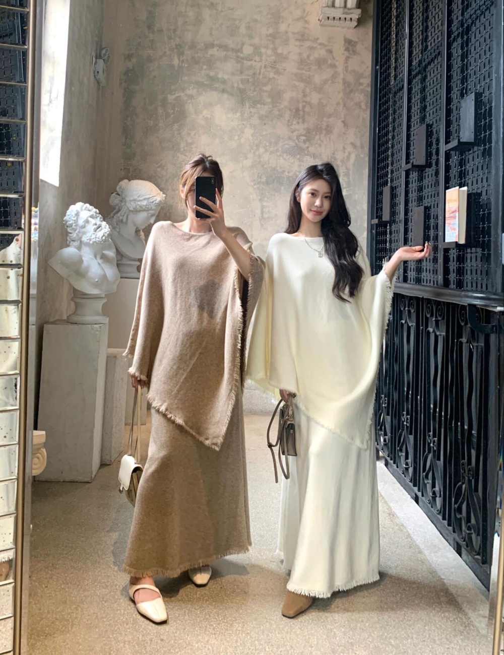 Knitted burr smock loose Casual skirt a set for women