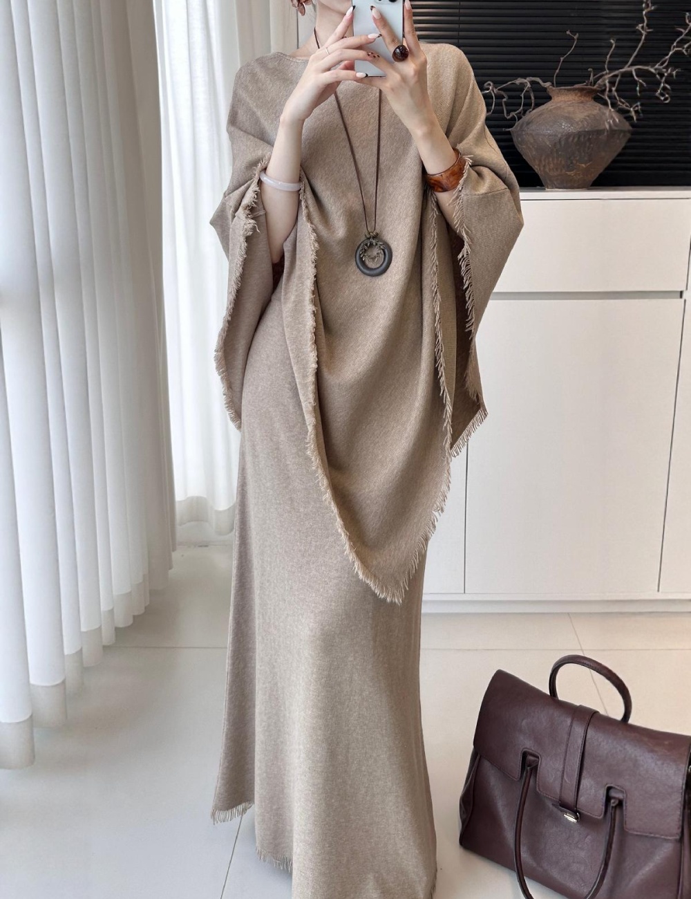 Knitted burr smock loose Casual skirt a set for women