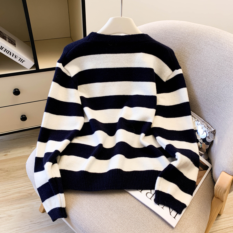 Stripe tops autumn sweater 2pcs set for women