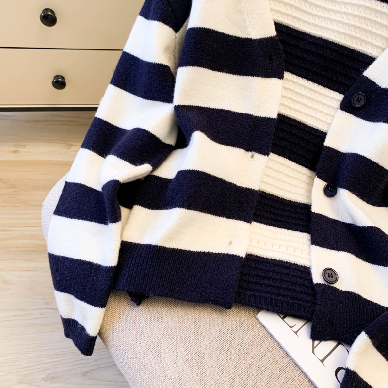 Stripe tops autumn sweater 2pcs set for women