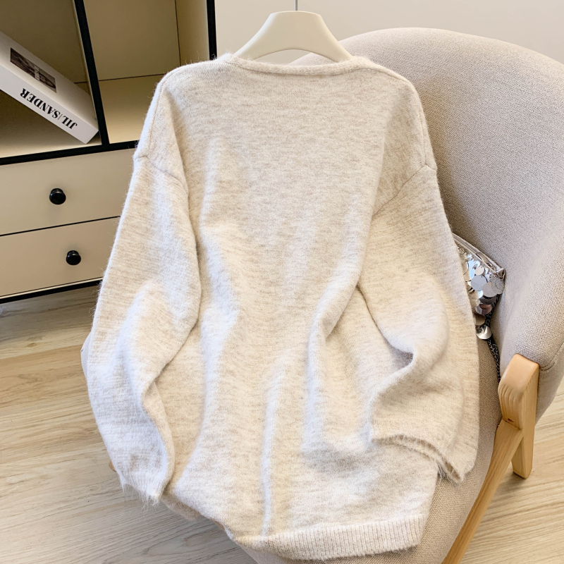 Lace bandage all-match vest long splice sweater 2pcs set