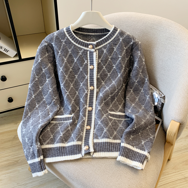 Knitted lazy cardigan black tops for women